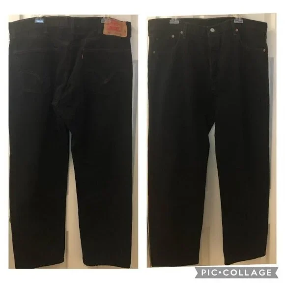 Levi's Men's 501 Black Denim Jeans Button Fly 42 x 32 - Picture 4 of 11